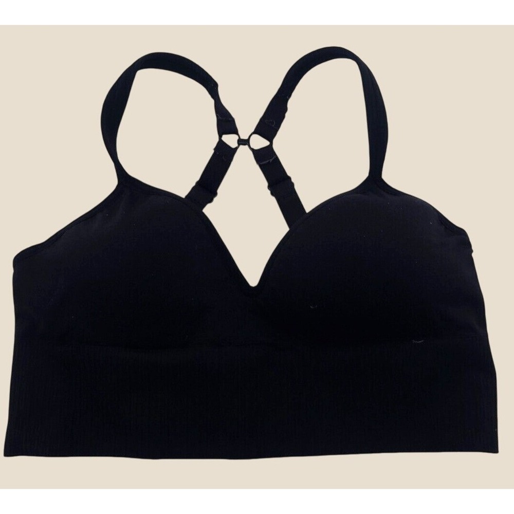 Oysho Seamless Bralette Ribbed Convertible Racerback Comfort Bra Black Small